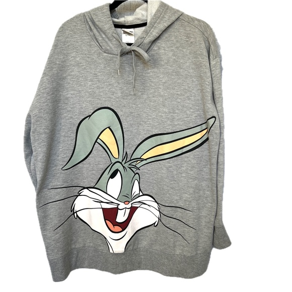 Hoodie Bugs Bunny Looney Tunes Gray Men's 2XL  Big Graphic Sweatshirt Mad Engine - Picture 1 of 6